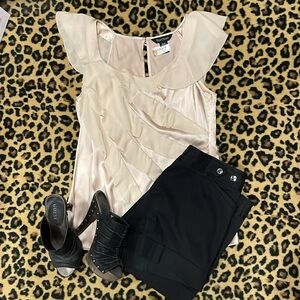 WHBM light beige, silk stretch, tiered sleeveless top